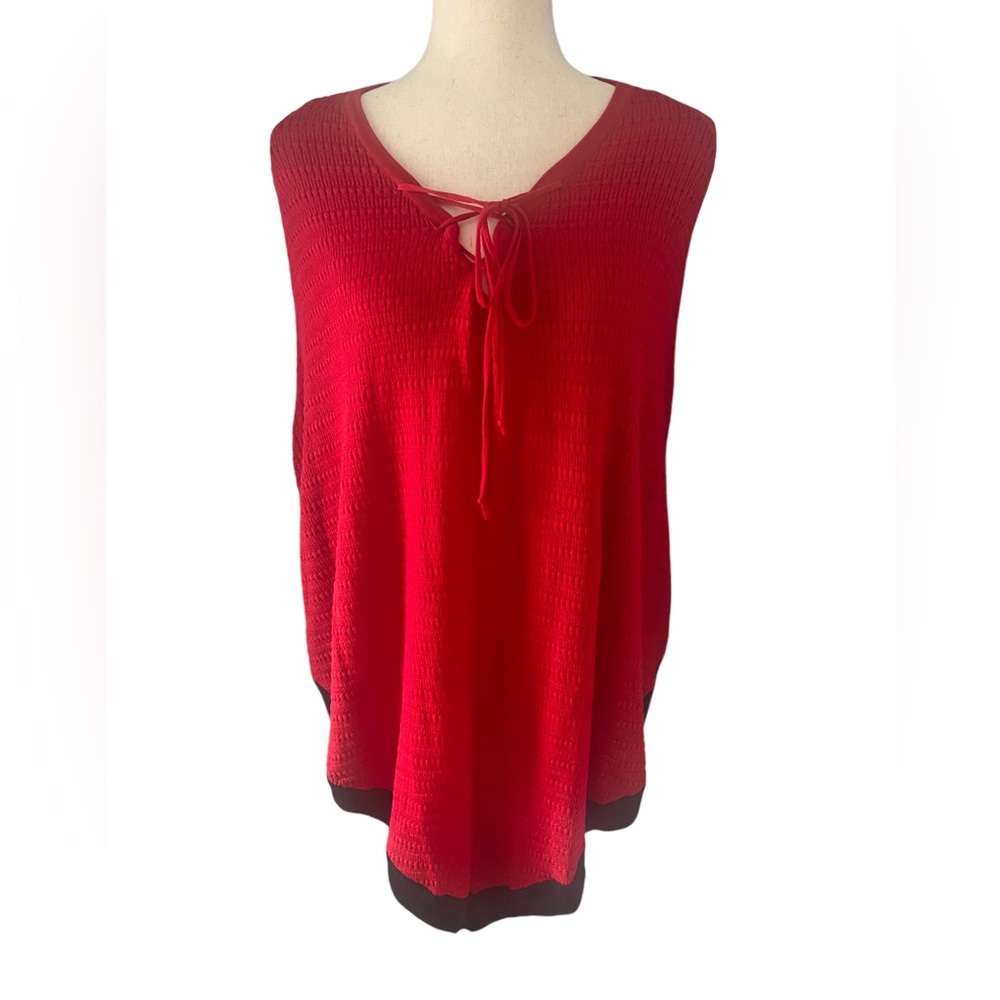 Talbots Red & Navy Sweater‎ Poncho XS